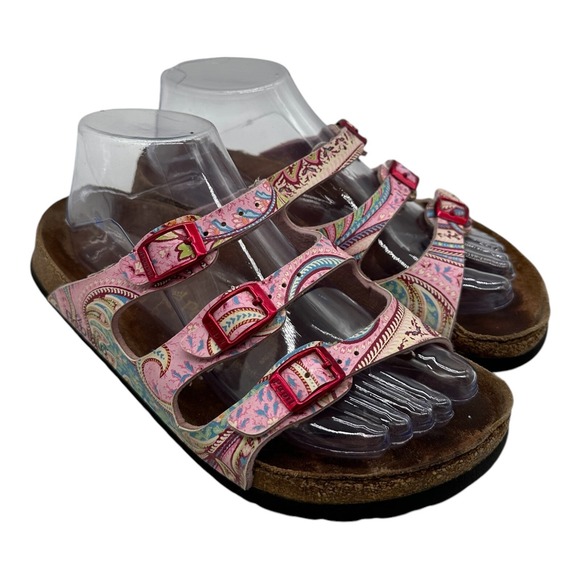 Birkenstock Shoes - Birkenstock Papillio Florida Sandals Womens Size EU 37 US 6 Pink Paisley 3 Strap